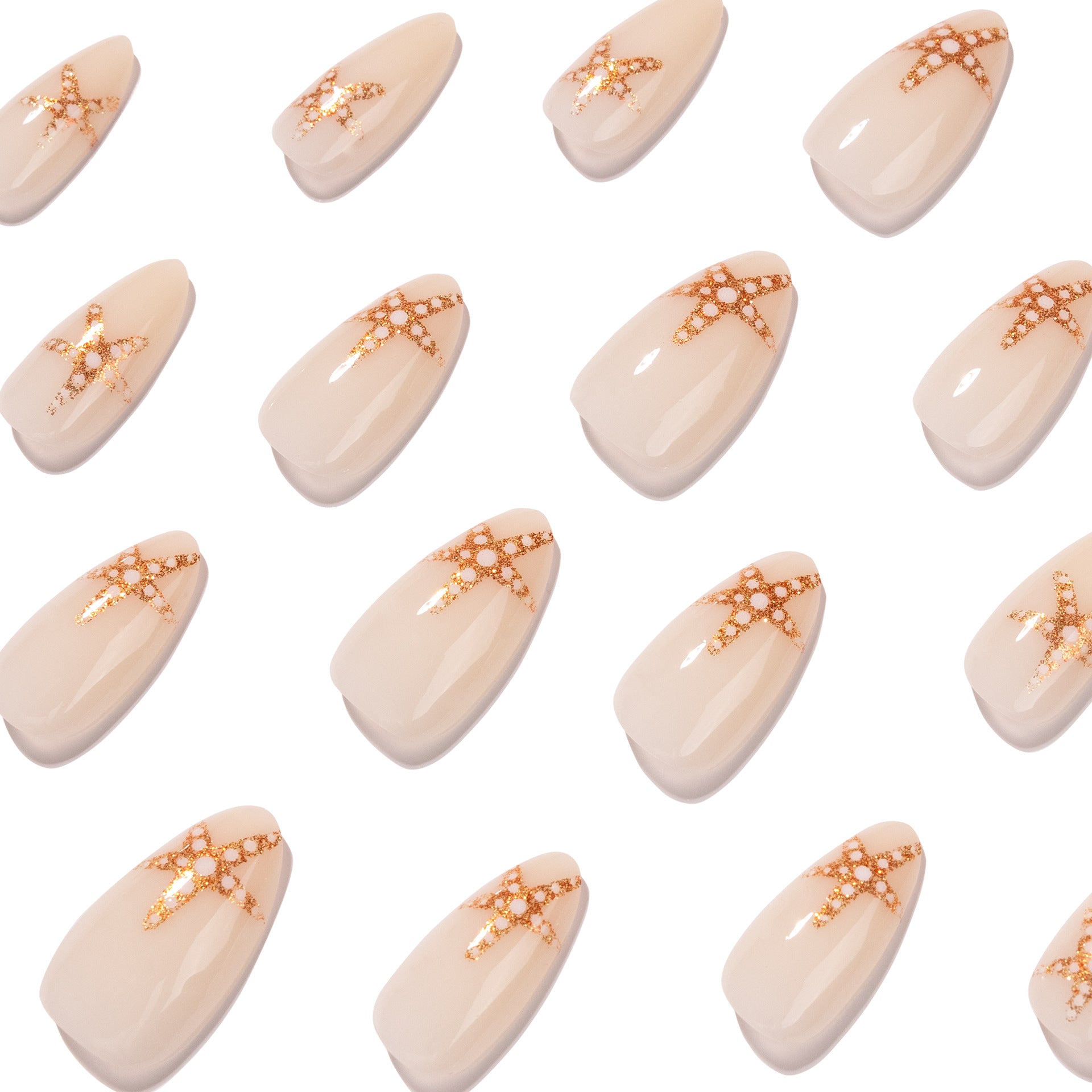 Nude Starfish Pearl Accent Nail Design