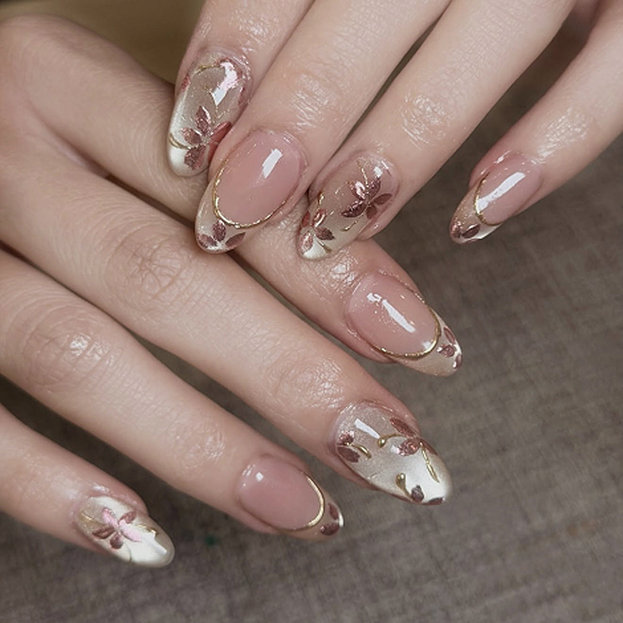 Floral Press On Nails