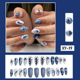 Ocean Print Press On Nails Set with Glue Tabs