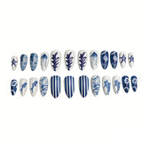 Ocean Print Press On Nails Set with Glue Tabs