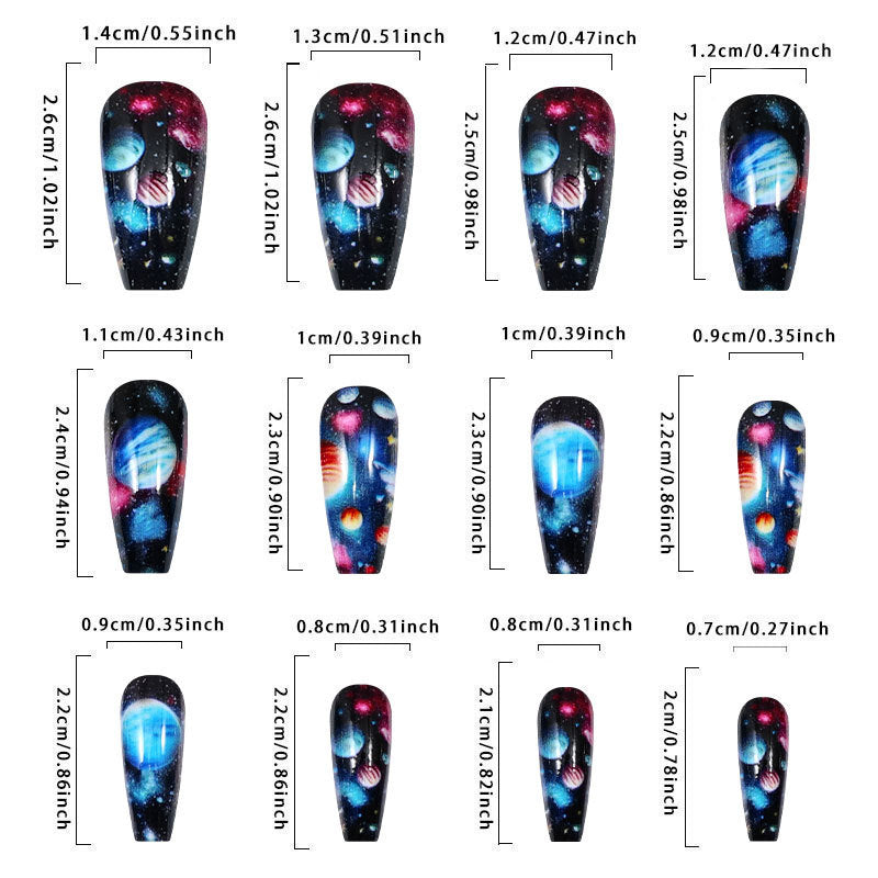 Galaxy Planet Press On Nail Art Set for Women