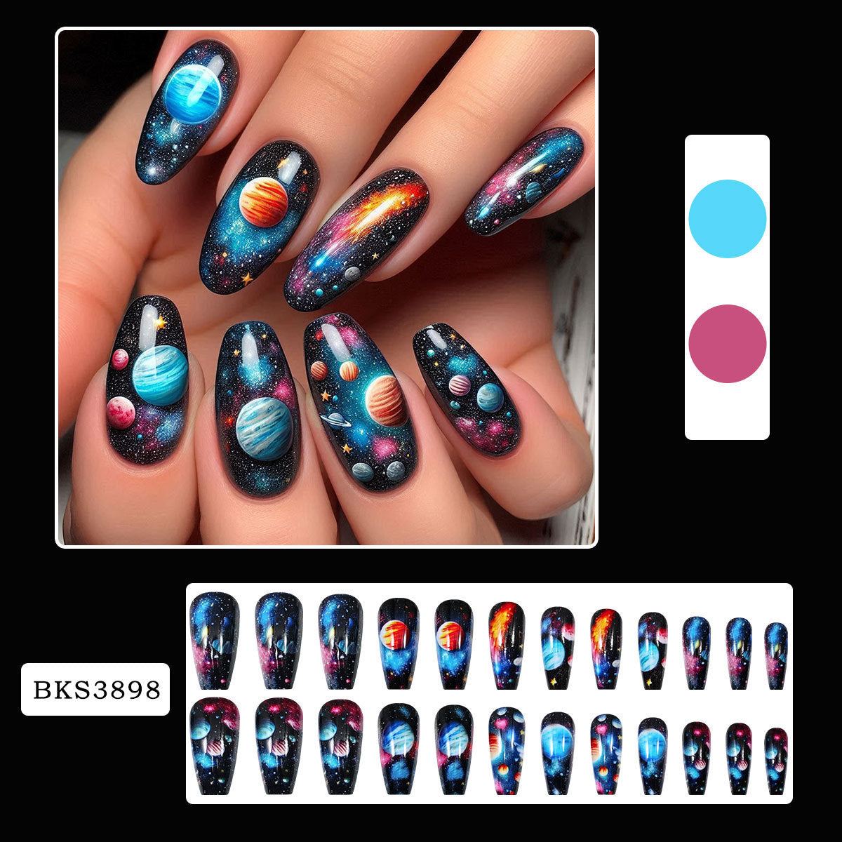 Galaxy Planet Press On Nail Art Set for Women