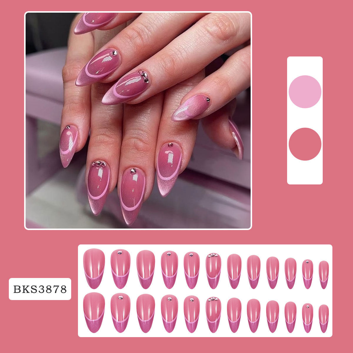 Luxury Rhinestone Accent Press-On Nails