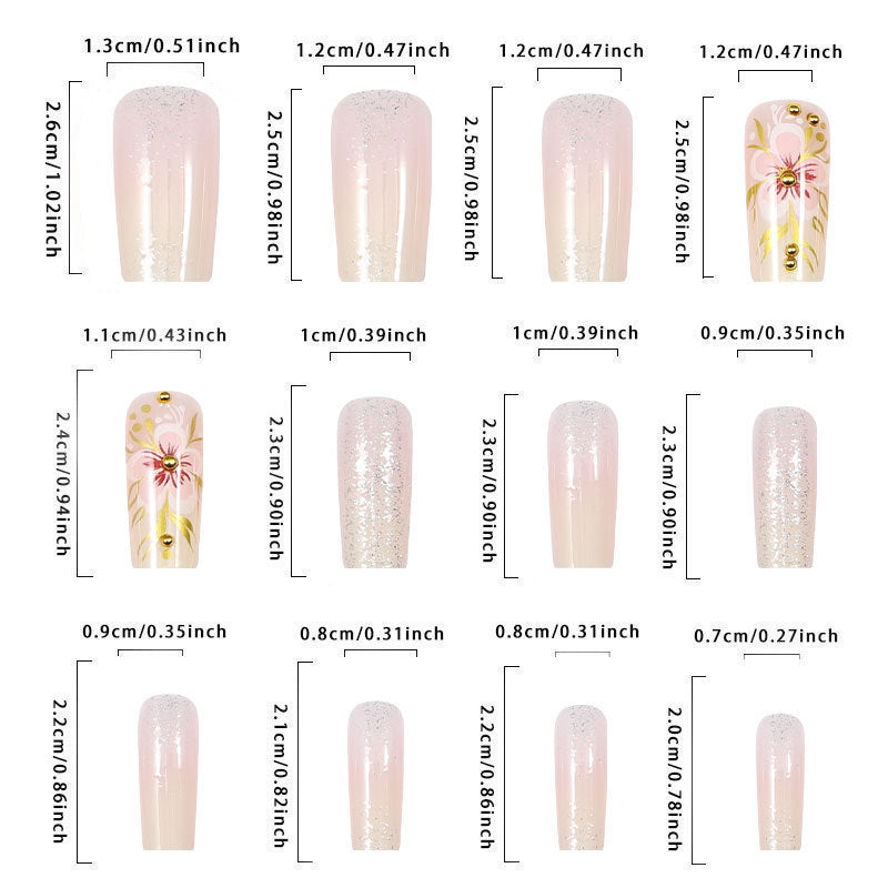 Elegant Floral Glitter Ombre Press-On Nails