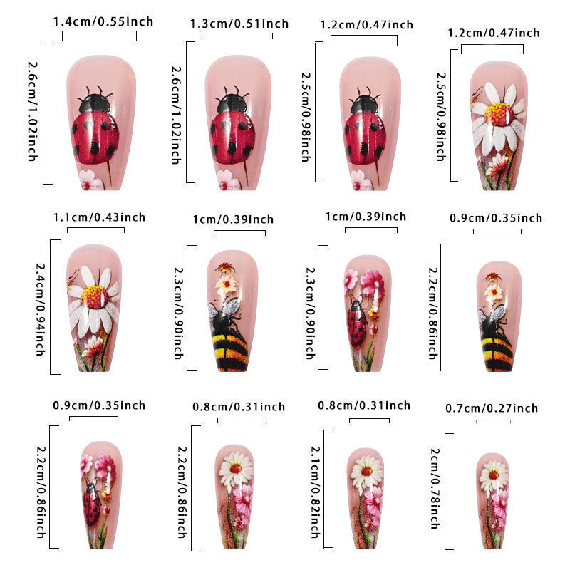 Vibrant Nature & Ladybug Luxury Press-On Nails