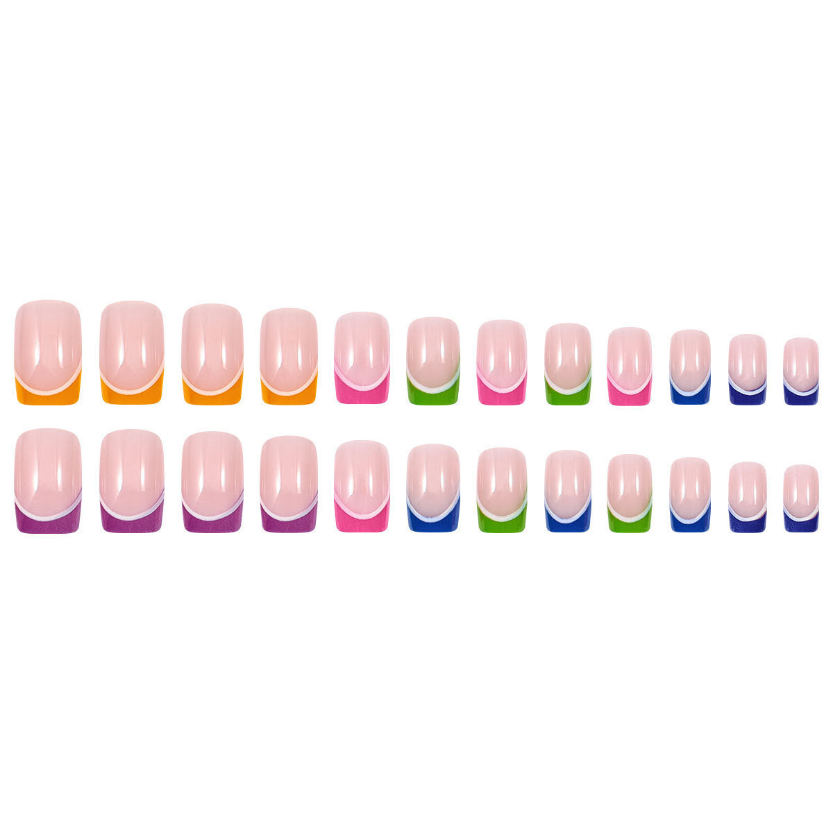 Colorful Gel French Tip Press-On Nail Set
