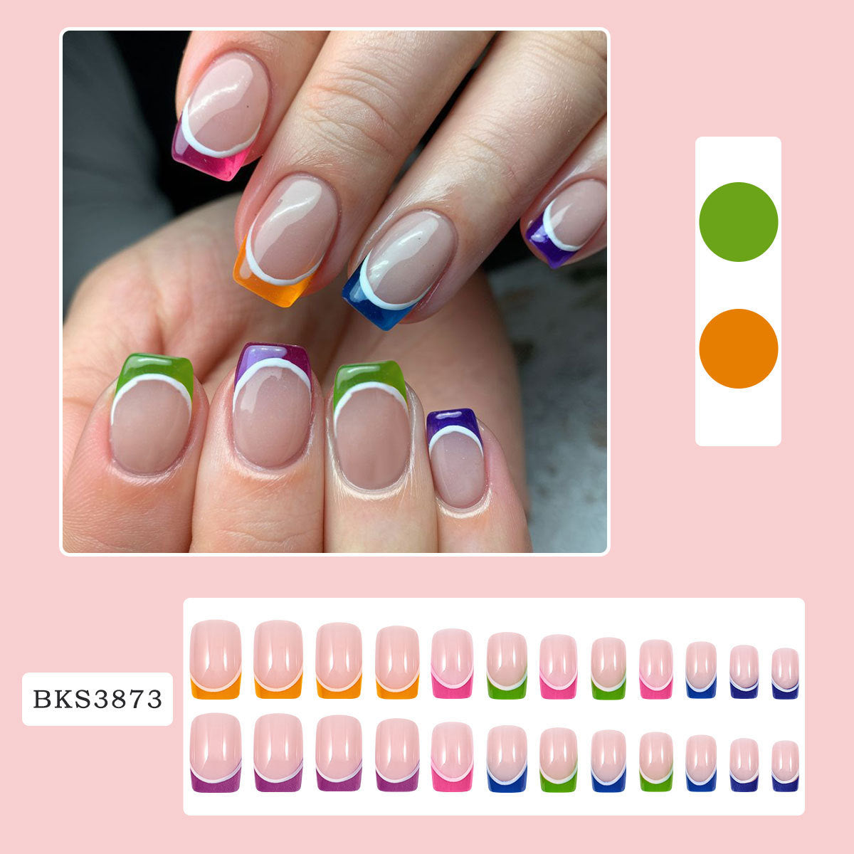 Colorful Gel French Tip Press-On Nail Set