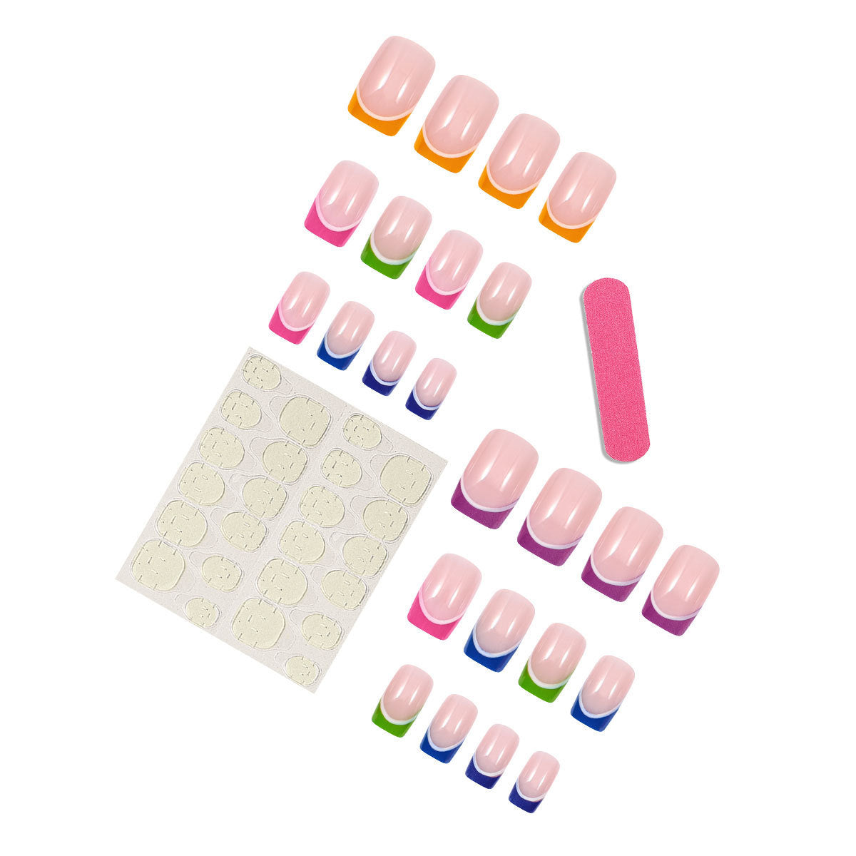 Colorful Gel French Tip Press-On Nail Set