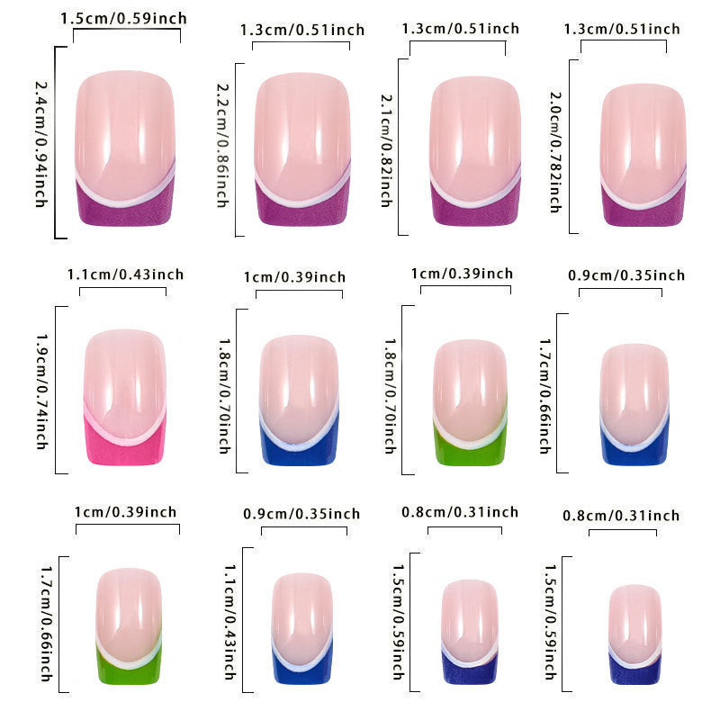 Colorful Gel French Tip Press-On Nail Set