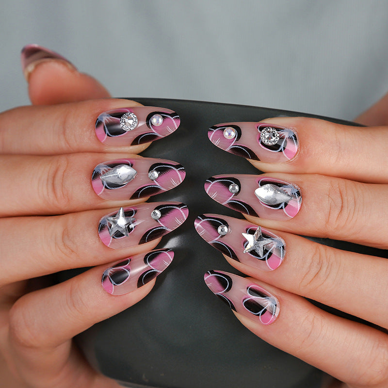 3D Jewel-Embellished Butterfly Press-On Nails