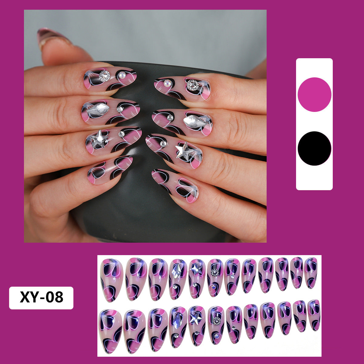 3D Jewel-Embellished Butterfly Press-On Nails