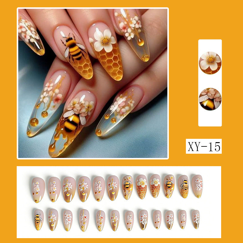 Honeybee & Blossom Glossy Press-On Nails