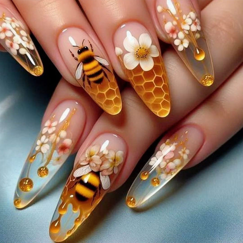 Honeybee & Blossom Glossy Press-On Nails