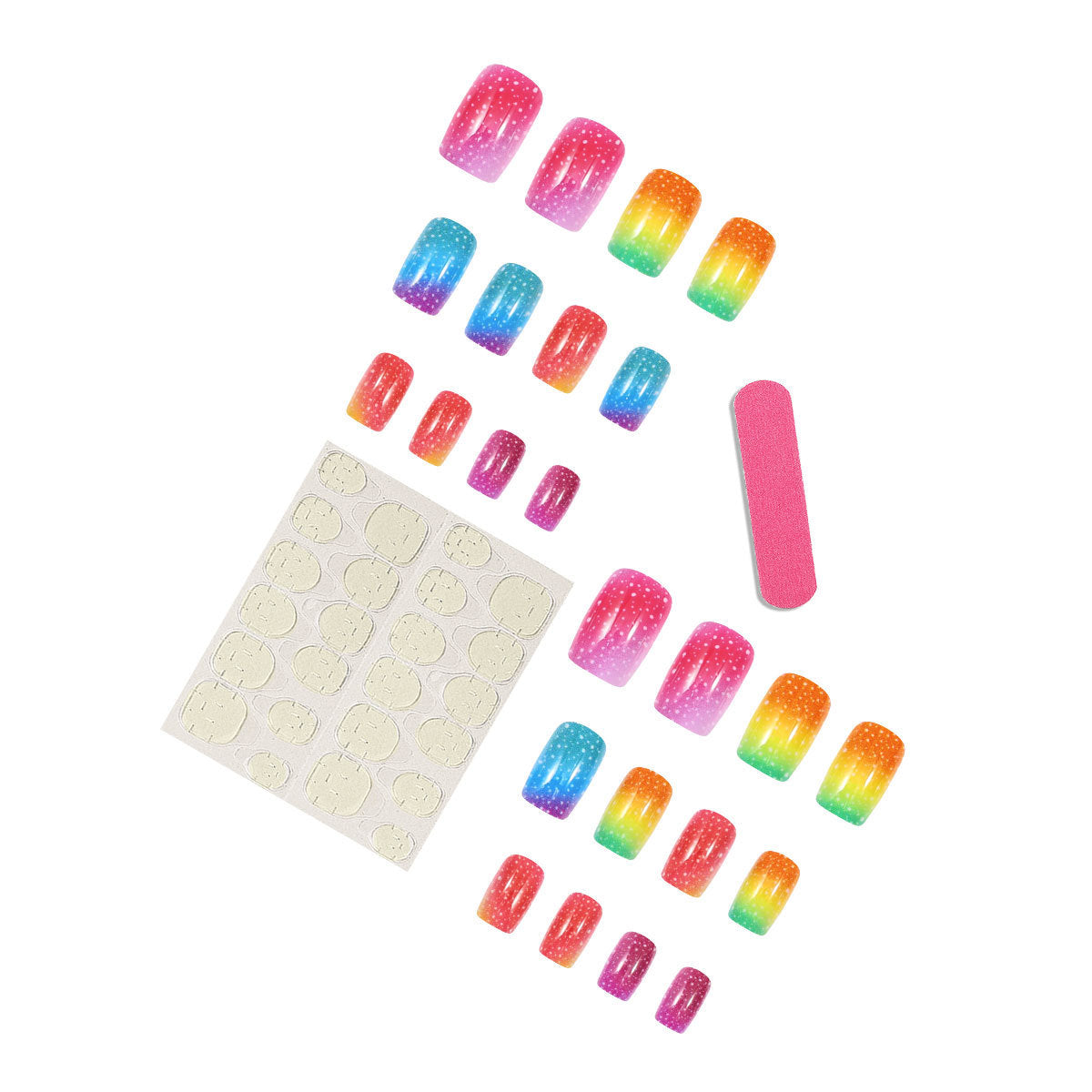 Rainbow Ombré Glitter Press-On Nail Kit