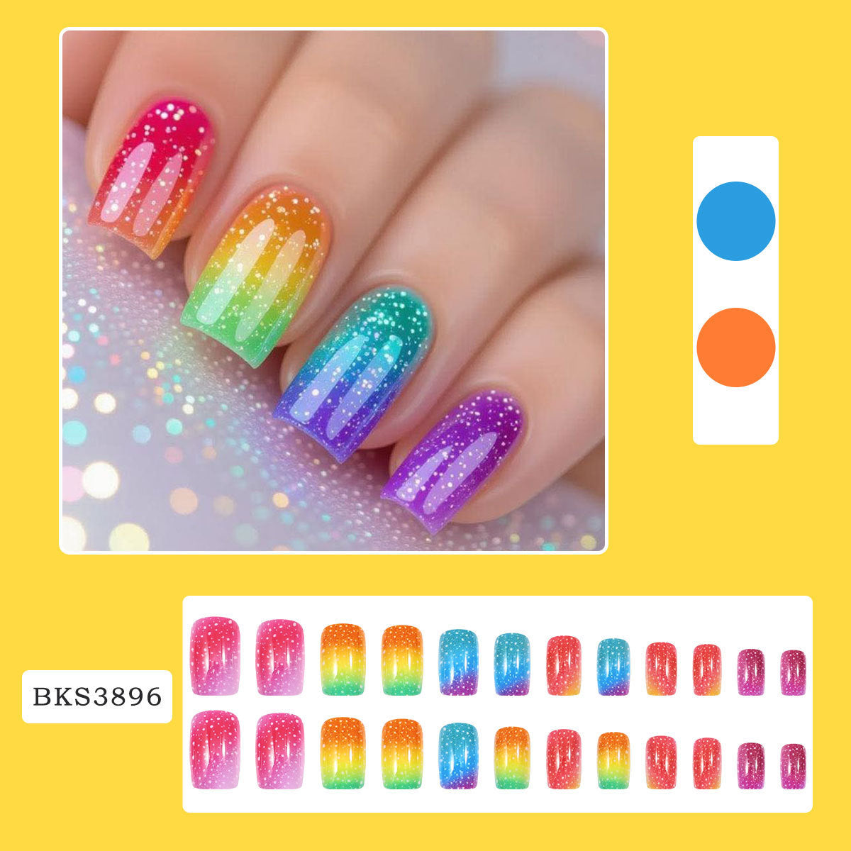Rainbow Ombré Glitter Press-On Nail Kit