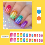 Rainbow Ombré Glitter Press-On Nail Kit