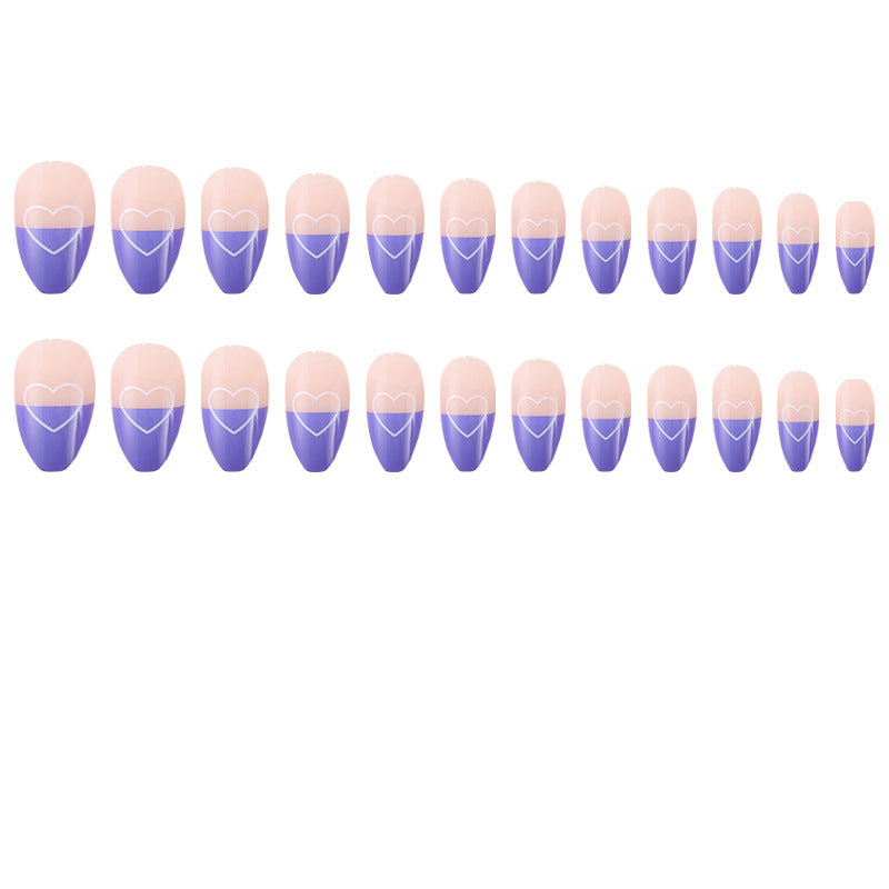 Lavender Heart French Tip Press-On Nails