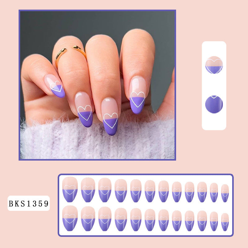 Lavender Heart French Tip Press-On Nails
