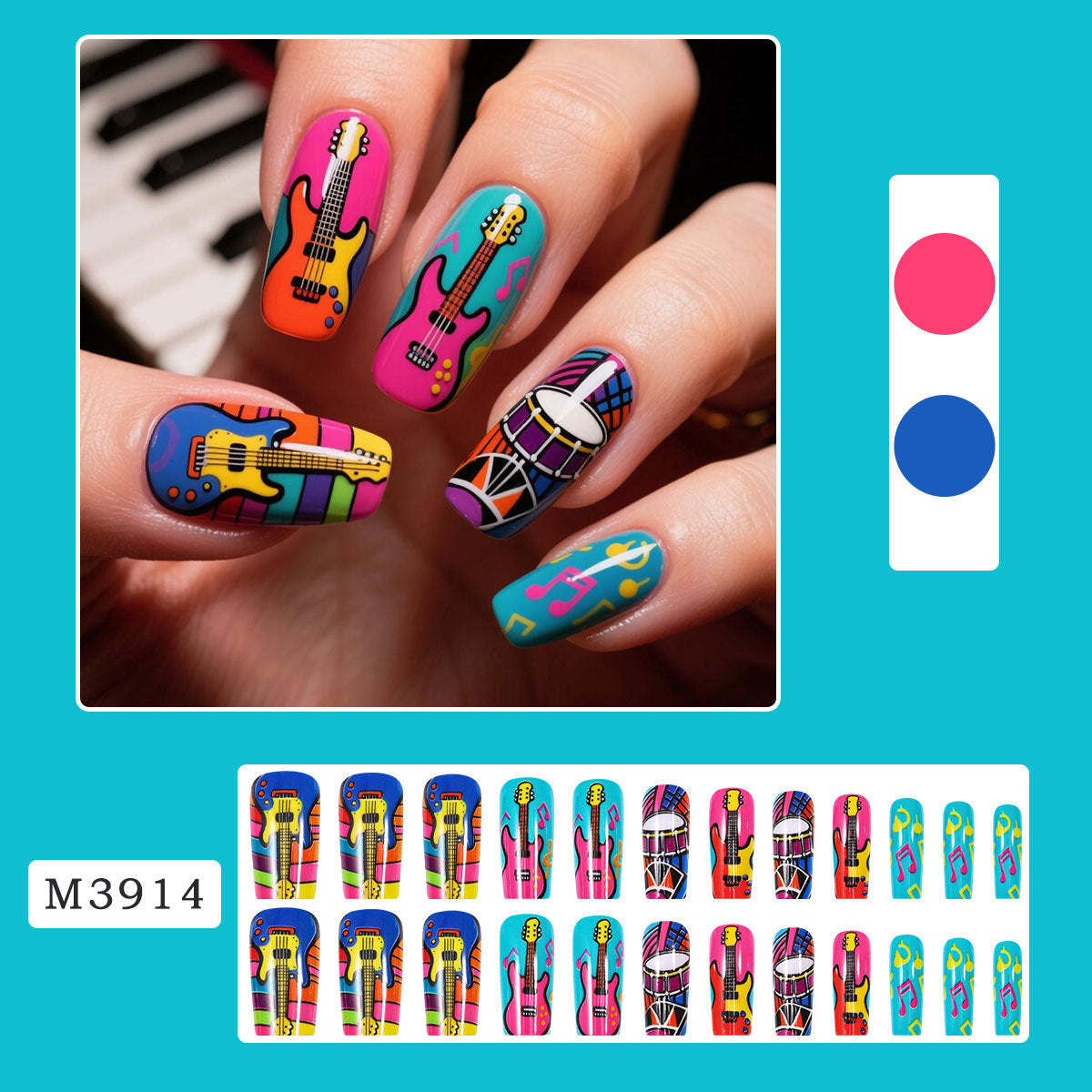 Colorful Music Art Press-On Nails