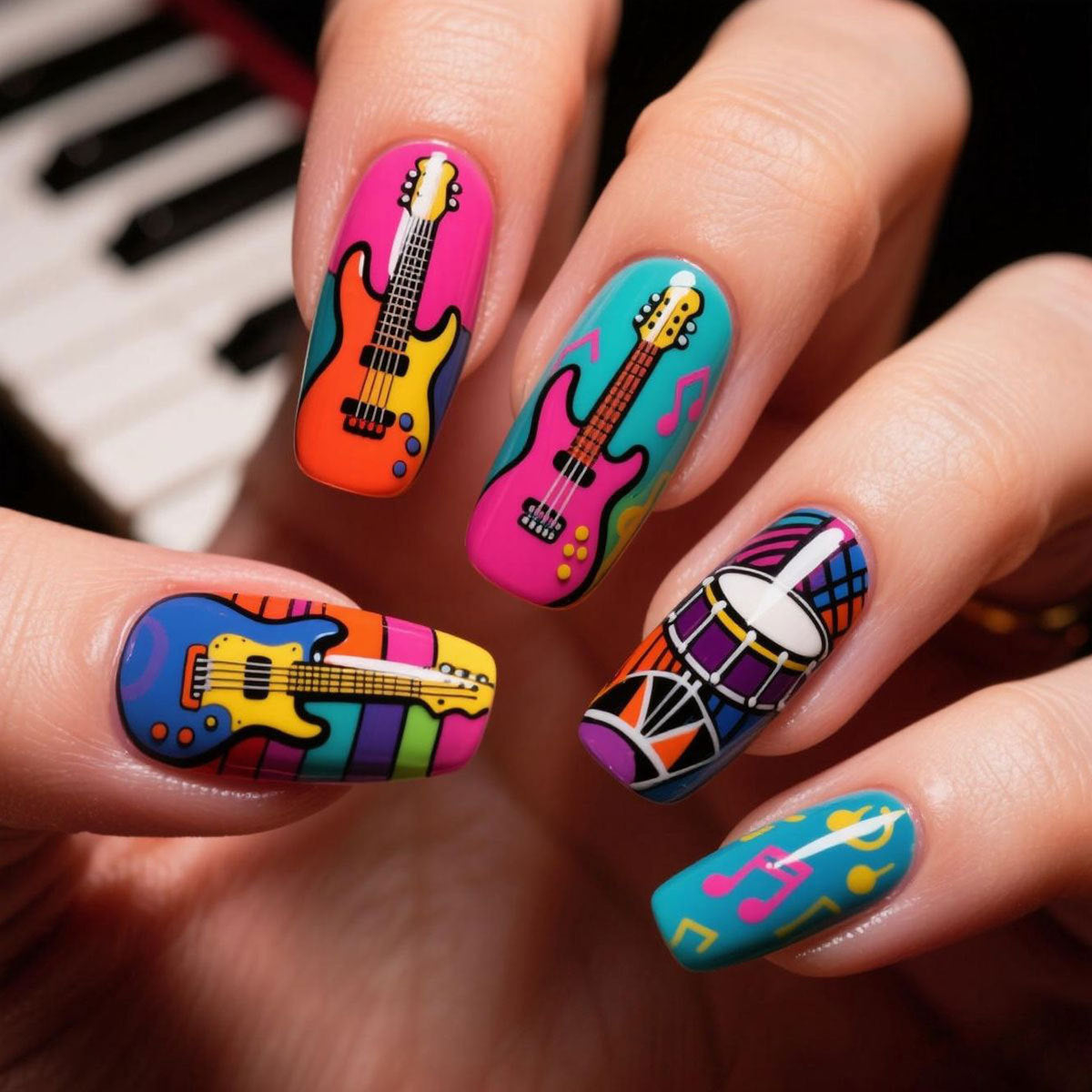 Colorful Music Art Press-On Nails