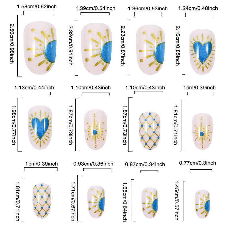 Blue Heart Celestial Nail Sticker Set