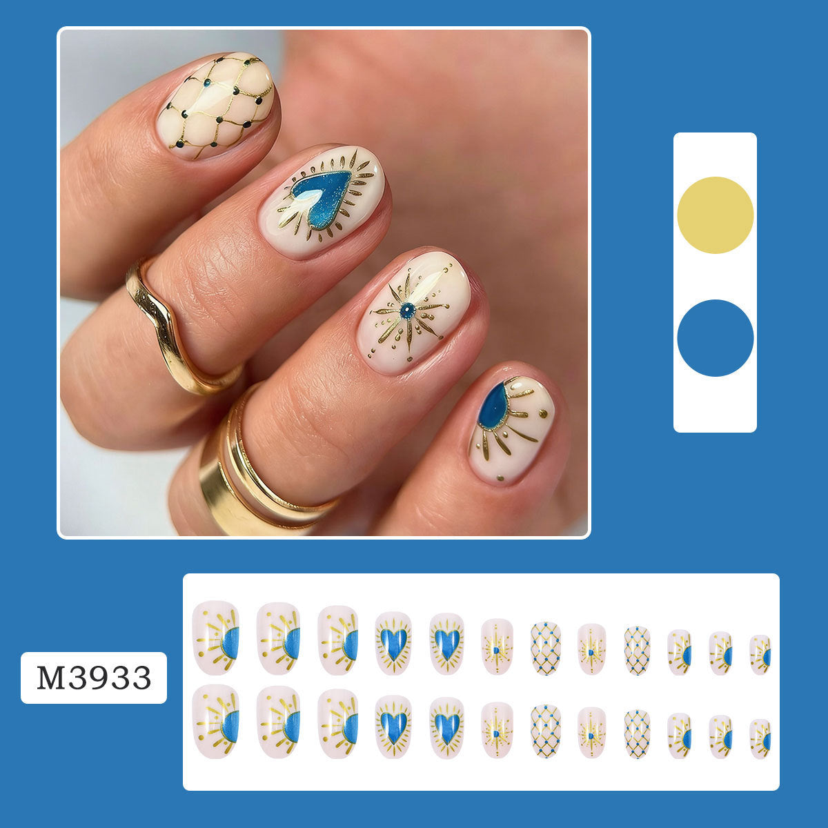 Blue Heart Celestial Nail Sticker Set