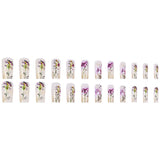 Floral Press-On Nails with Glitter Art Design Set