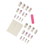 Floral Press-On Nails with Glitter Art Design Set