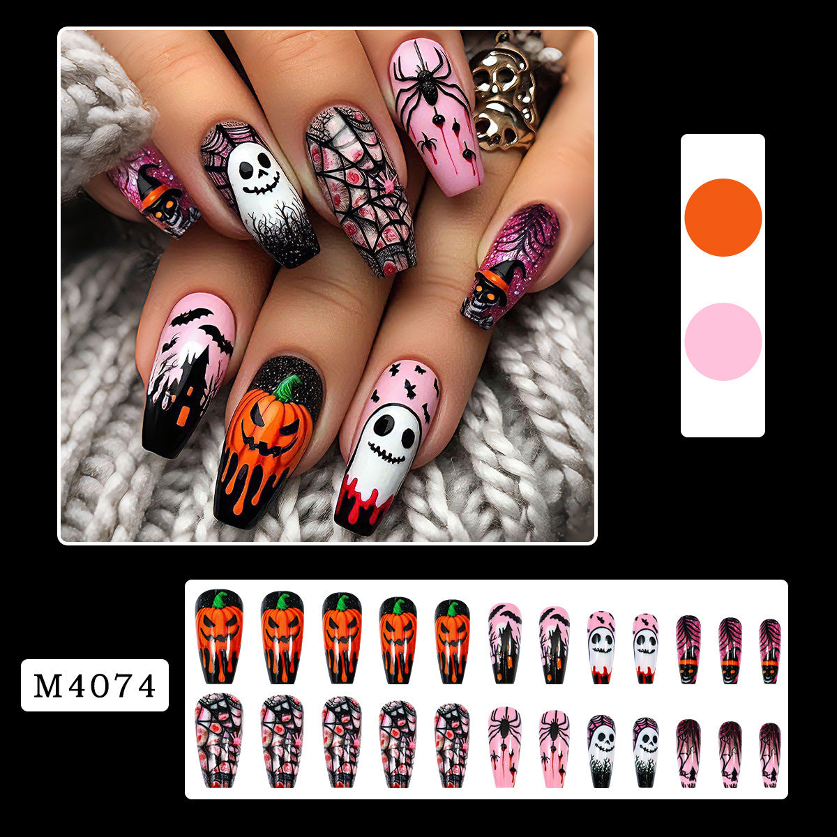 Halloween Spooky Coffin Press-On Nails Design Set