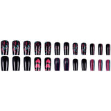 Black Heart Graphic Press-On Nails Art Design Set
