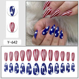 Patriotic USA Flag Almond Press-On Nails