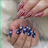 Patriotic USA Flag Almond Press-On Nails