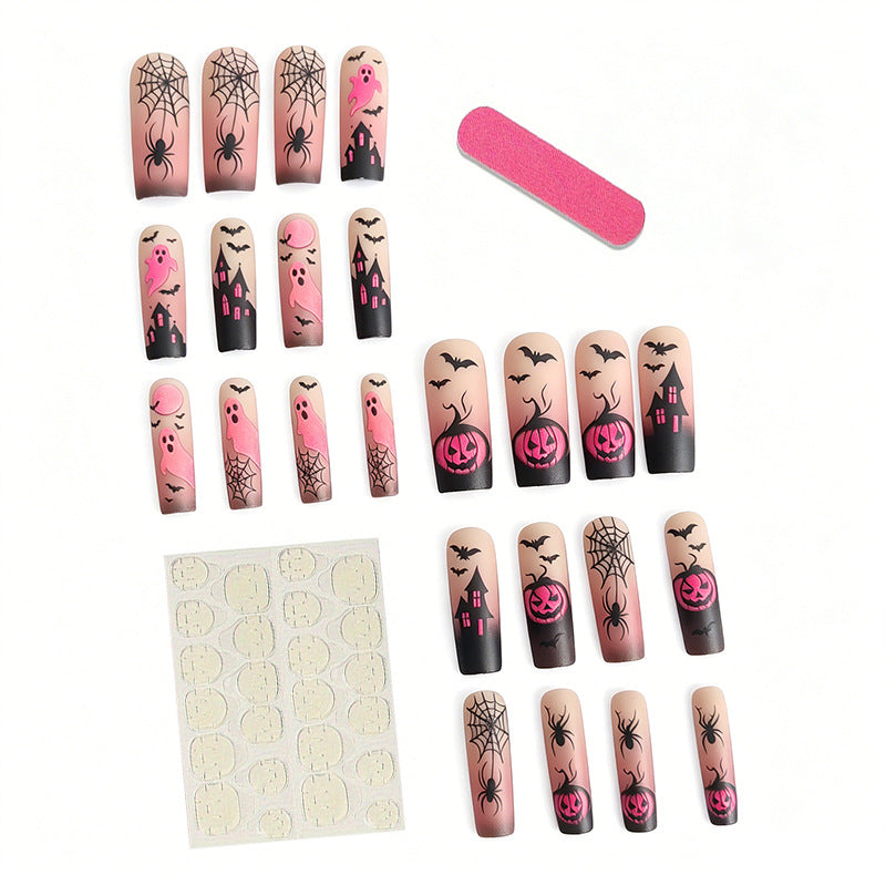 Halloween Ghost & Pumpkin Coffin Press-On Nails