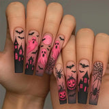Halloween Ghost & Pumpkin Coffin Press-On Nails