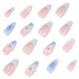 Blue Ombre Floral Press-On Nails