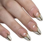 Almond Press On Nails with Gold Art