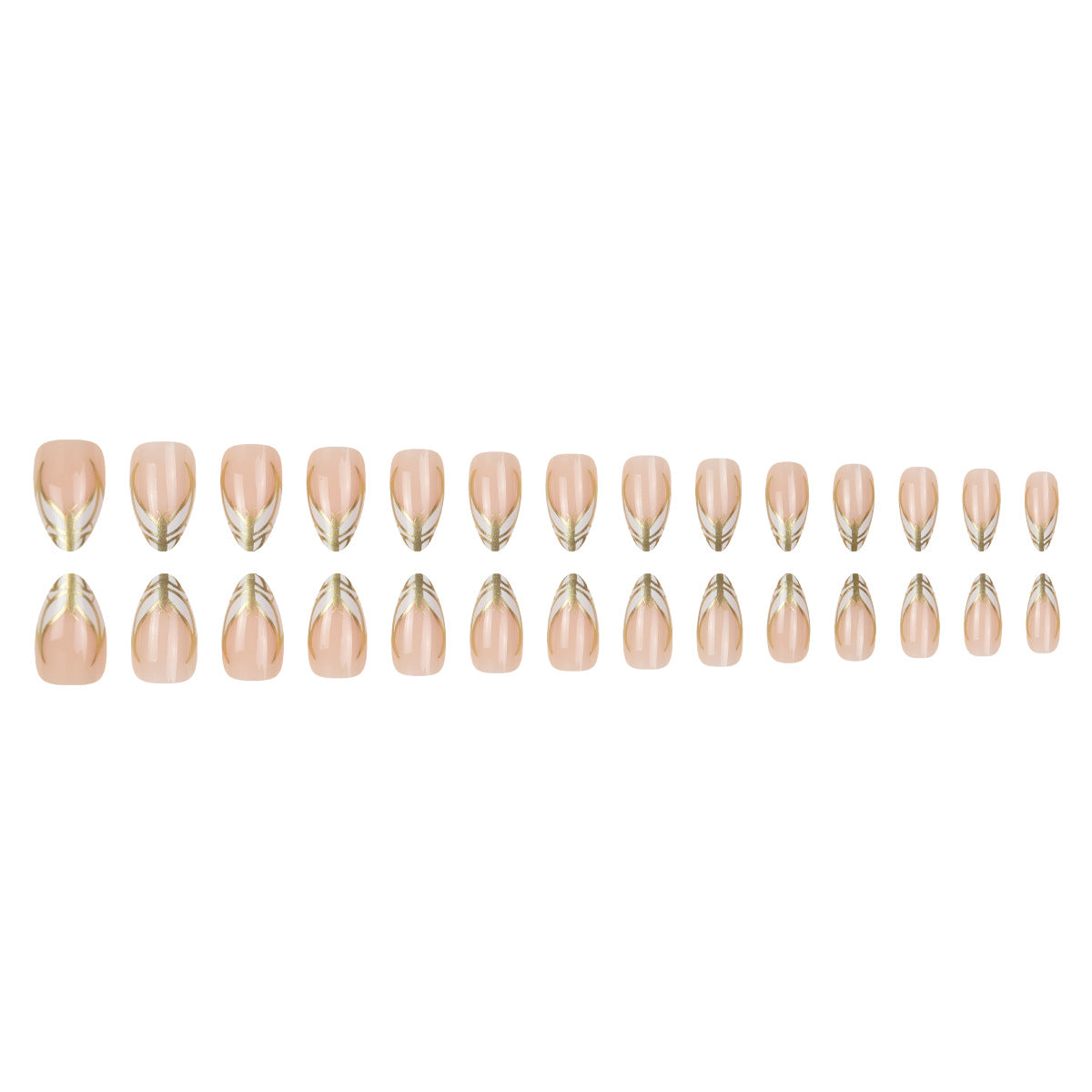 Almond Press On Nails with Gold Art
