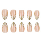 Almond Press On Nails with Gold Art