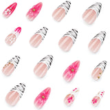 24PCS Floral Press On False Nail Set