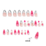 24PCS Floral Press On False Nail Set