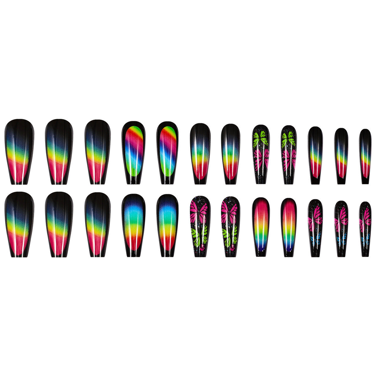 Butterfly Gradient Press On Nails Coffin Set