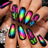 Butterfly Gradient Press On Nails Coffin Set