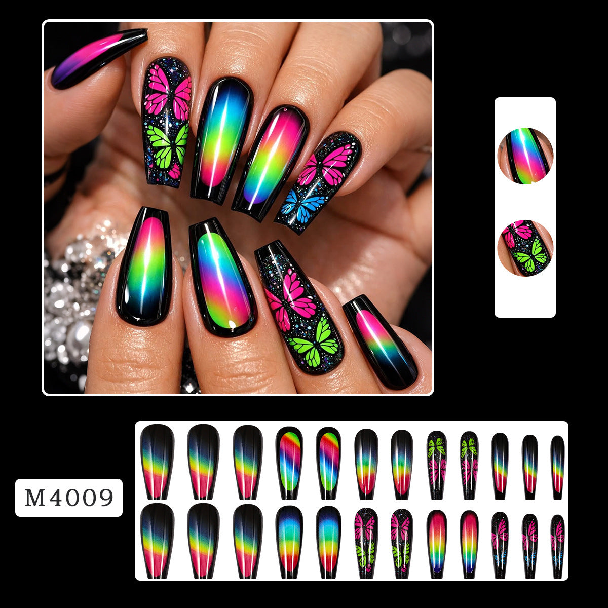 Butterfly Gradient Press On Nails Coffin Set