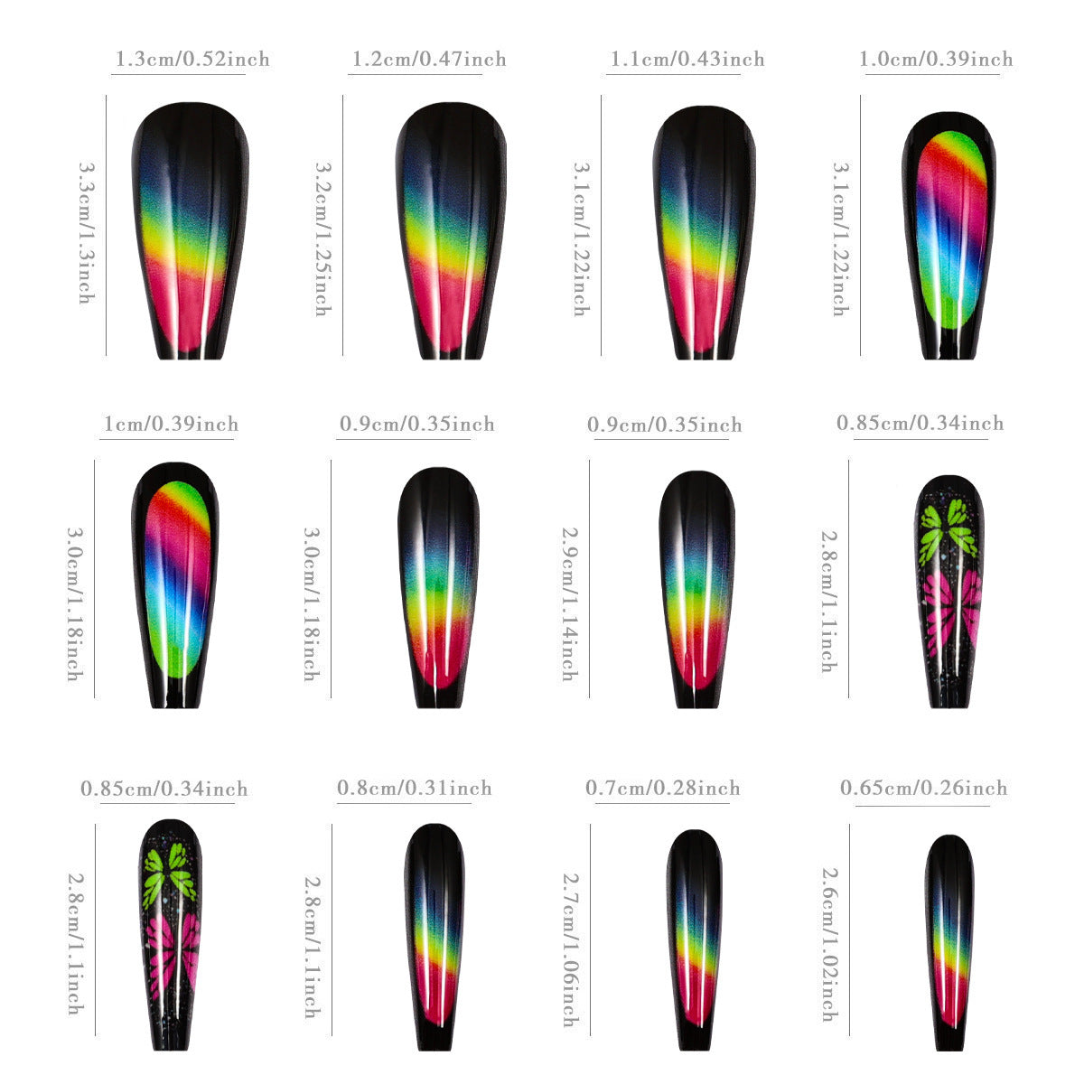 Butterfly Gradient Press On Nails Coffin Set
