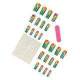 Rainbow Glitter Press On Nails  Set Women