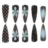 3D Floral Almond Press On Nails Set