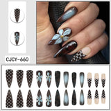 3D Floral Almond Press On Nails Set