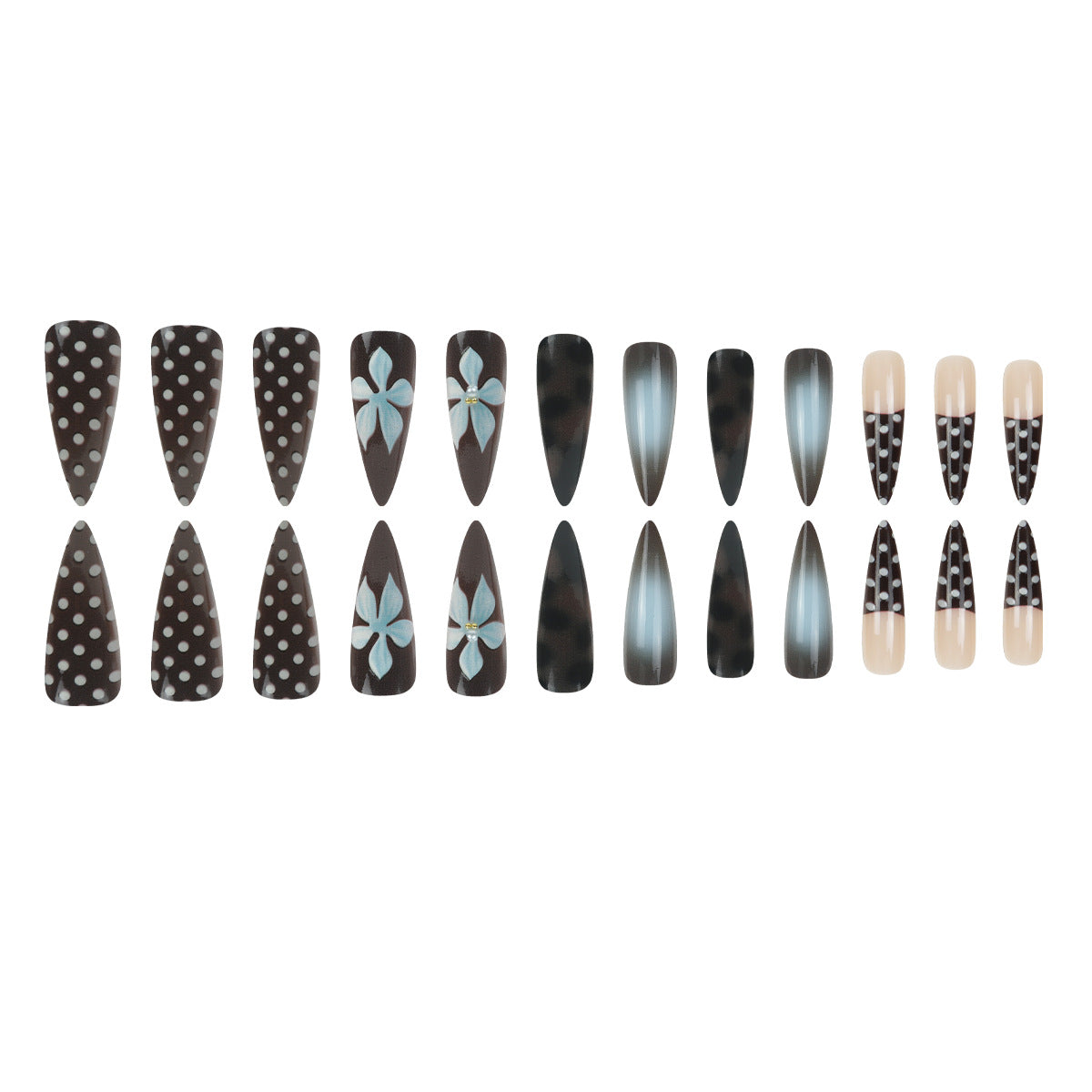 3D Floral Almond Press On Nails Set