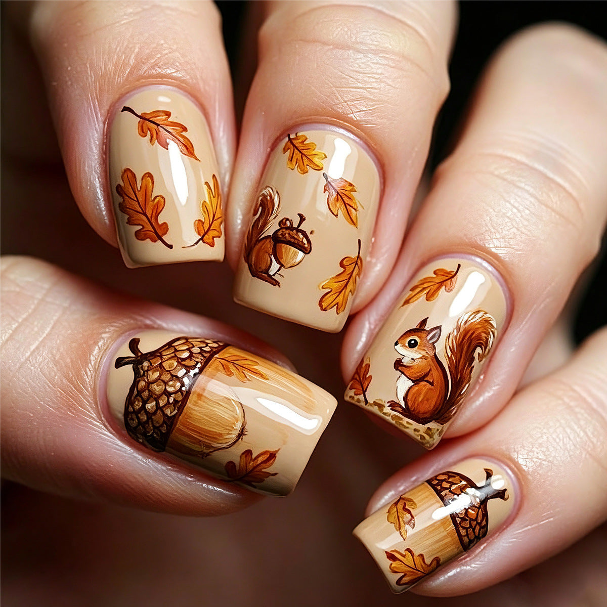 Autumn Acorn Nail Art Decal Stickers for Manicure