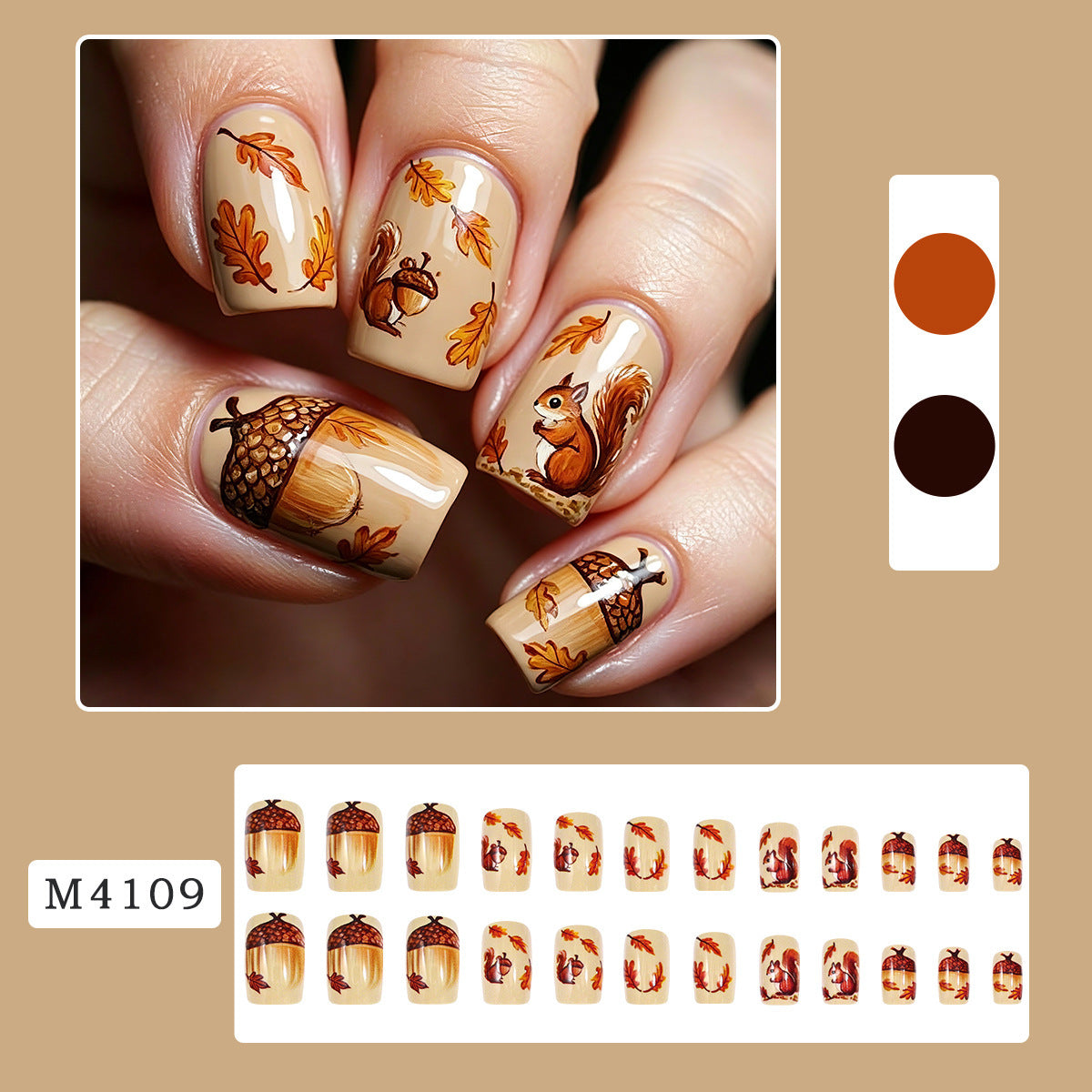 Autumn Acorn Nail Art Decal Stickers for Manicure